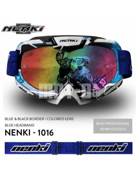 Очки кроссовые NENKI NK-1016 BLUE&BLACK BORDER / BLUE HEADBAND