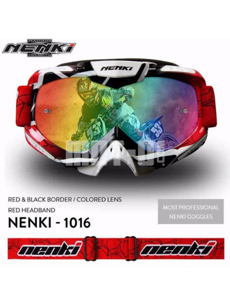 Очки кроссовые NENKI NK-1016 RED&BLACK BORDER / RED HEADBAND