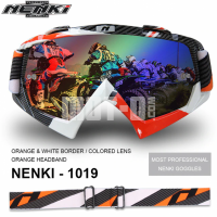 Очки кроссовые NENKI NK-1019 ORANGE&WHITE BORDER / ORANGE HEADBAND