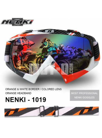 Очки кроссовые NENKI NK-1019 ORANGE&WHITE BORDER / ORANGE HEADBAND